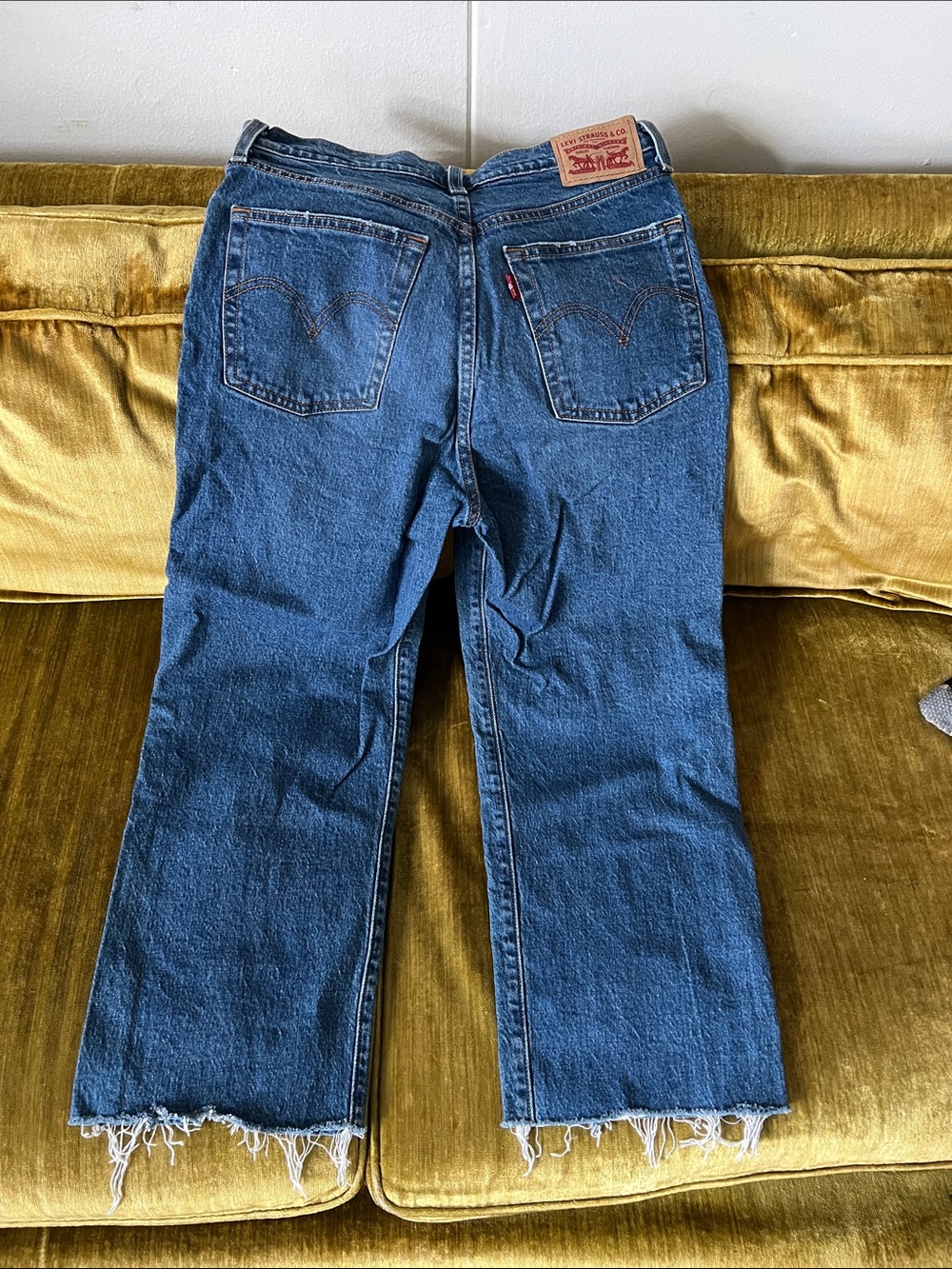 Levi's Ribcage Straight Blue High-Rise Jeans with Raw Hem Women’s size 28 - Picture 7 of 11